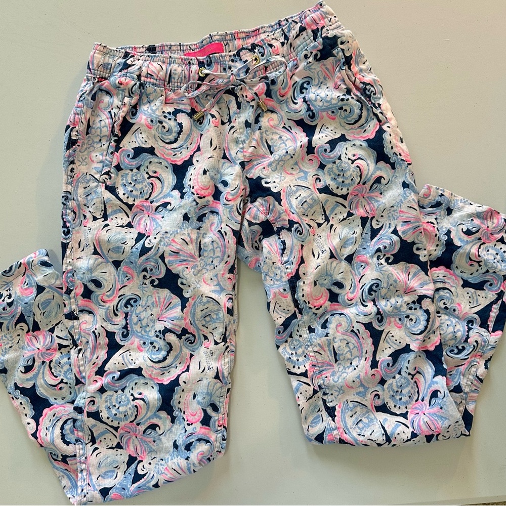 Lilly Pulitzer Vibrant Pink and Navy Paisley Fabric